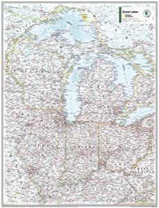 national geographic maps: great lakes u.s.a wall map - 31 x 24 inches