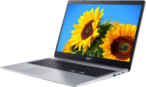 acer Chromebook 315 Laptop, 15.6” FHD Touchscreen Display, 4GB RAM, 64GB eMMC SSD, Intel Celeron N4020 Processor, Wi-Fi, Bluetooth, Webcam, USB-C, Protective Sleeve, Chrome OS, Pure Silver, N19Q3