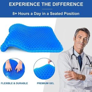 Super Large Gel Seat Cushion for Long Sitting - 19inch Office Chair Car Seat Wheelchair Cushion for Coccyx, Sciatica, Back, Tailbone Pain Relief - Cool, Soft & Breathable Pillow with Non-Slip Cover