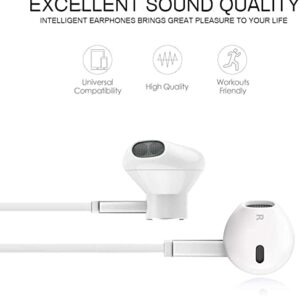 ARC Wired Earbuds in-Ear Headphones, Earphones with Microphone, Slide Volume Control Noise Isolation Ear Buds Ear Tips, 3.5mm Jack for iPhone, iPad, Samsung, Computer, Laptop, Gaming, Sports - White