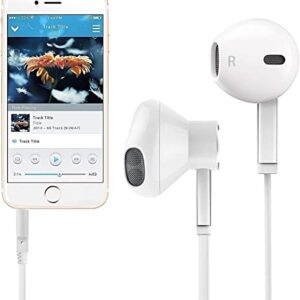 ARC Wired Earbuds in-Ear Headphones, Earphones with Microphone, Slide Volume Control Noise Isolation Ear Buds Ear Tips, 3.5mm Jack for iPhone, iPad, Samsung, Computer, Laptop, Gaming, Sports - White