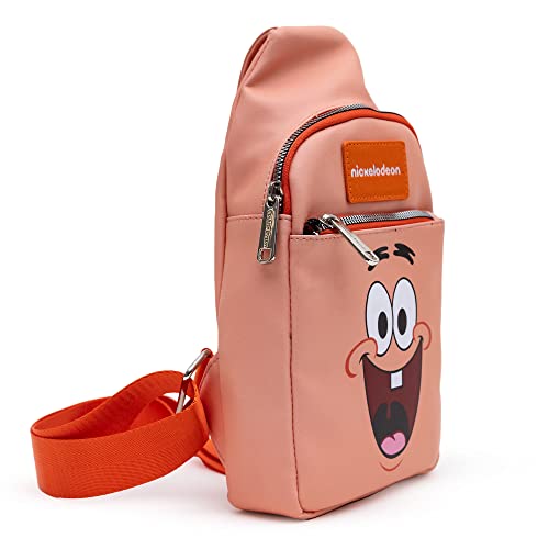 Nickelodeon Bag, Sling, SpongeBob Patrick Star Close Up, Salmon Orange, Bounding, Vegan Leather