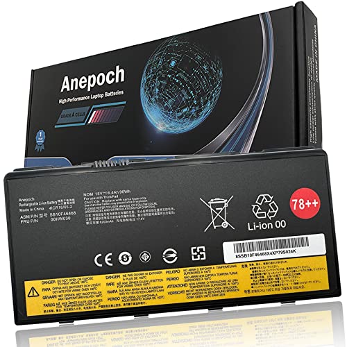 Anepoch 00HW030 SB10F46468 78+ 78++ Laptop Battery Replacement for Lenovo ThinkPad P70 P71 Series Notebook SB10F46468 01AV451 4X50K14092 15V 96Wh 6400mAh