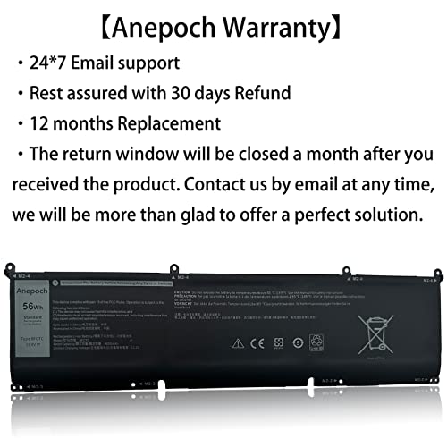 Anepoch 8FCTC Laptop Battery Replacement for Dell XPS 15 9500 Precision 5550 Alienware M15 R3 R4 M17 R3 R4 Series Notebook 69KF2 08FCTC 070N2F 70N2F 0P8P1P 0M59JH 0DVG8M 11.4V 56Wh 4650mAh