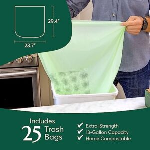 Cleanomic Compostable* Trash Bags with Drawstring (13 Gallon, 25 Units, Tall), BPI Certified For Kitchen Compost