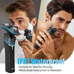 Sejoy Electric Razor for Men face, Shavers for Men pubic Hair and Beard, 5 in 1 Dry Wet Waterproof Rotary Men's Face Shaver Razors, Cordless Rechargeable for Shaving-Travel Lock-Gift for Dad Husband