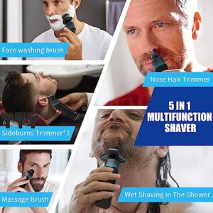 Sejoy Electric Razor for Men face, Shavers for Men pubic Hair and Beard, 5 in 1 Dry Wet Waterproof Rotary Men's Face Shaver Razors, Cordless Rechargeable for Shaving-Travel Lock-Gift for Dad Husband