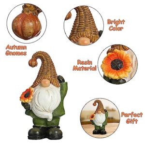 Argodaze 2PCS Thanksgiving Decor Figurines Resin Pumpkin Gnomes Fall Statues Halloween Christmas Handmade Harvest Indoor Home Farmhouse Decorations