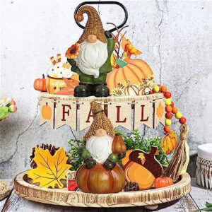 Argodaze 2PCS Thanksgiving Decor Figurines Resin Pumpkin Gnomes Fall Statues Halloween Christmas Handmade Harvest Indoor Home Farmhouse Decorations