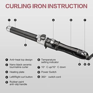 TANSHINE Curling Iron 1.25 Inch, Automatic Waver Curling Wand, Auto Rotating Hair Curler 32mm Barrel, Hair Waving Iron Hair Styling, Hair Crimper with Adjustable Heat Settings, Black