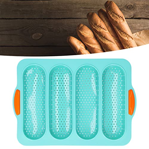 Baguette Mould, Insulated Handle Easy Demolding Soft Wearproof Bread Baking Pan for Kitchen(Green)