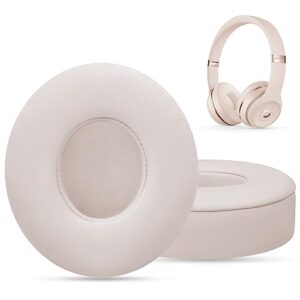 ear pads replacement for beats solo 3 - gvoears earpad cushions covers for solo 2 solo 3 wired wireless on-ear headphones with noise isolation memory foam protein leather (light pink)