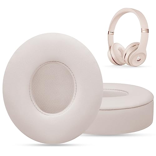 Ear Pads Replacement for Beats Solo 3 - GVOEARS Earpad Cushions Covers for Solo 2 Solo 3 Wired Wireless ON-Ear Headphones with Noise Isolation Memory Foam Protein Leather (Light Pink)