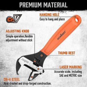 HORUSDY Adjustable Wrench Set | 2-Piece | 6-Inch and 10-Inch Crescent Wrench | Metric & SAE Scales | Cushion Grip Wrench | Cr-V Steel