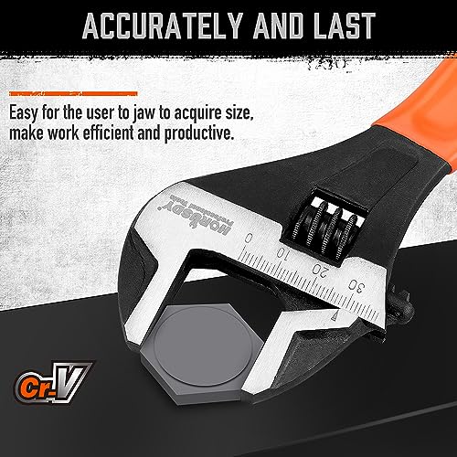 HORUSDY Adjustable Wrench Set | 2-Piece | 6-Inch and 10-Inch Crescent Wrench | Metric & SAE Scales | Cushion Grip Wrench | Cr-V Steel