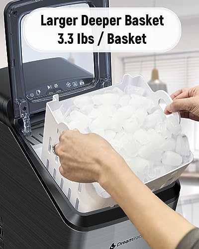 Dreamiracle Ice Maker Machine Countertop Self-Cleaning, 33lbs/24h, Two-Size Bullet Ice Cubes, 2.8L Water Tank, 9 Cubes/Batch