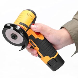 Weytoll Mini Angle Grinder, 19500rpm Electric Grinding Tool Mini Grinder Hand Knife with 1pcs 12V 3900mAh Battery and 2pcs Cutting Disc for Cutting Polished Brick Wood Stone Steel