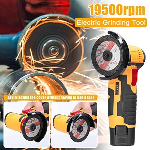 Weytoll Mini Angle Grinder, 19500rpm Electric Grinding Tool Mini Grinder Hand Knife with 1pcs 12V 3900mAh Battery and 2pcs Cutting Disc for Cutting Polished Brick Wood Stone Steel