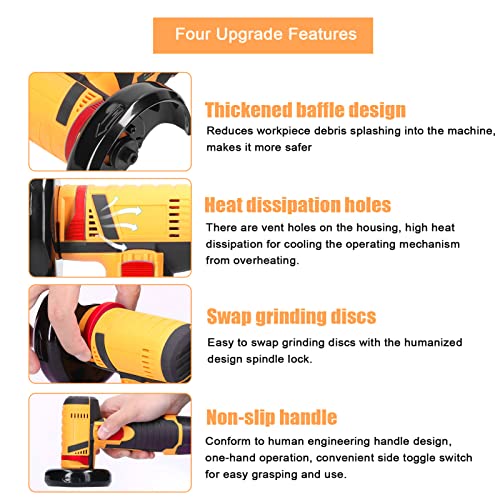 Weytoll Mini Angle Grinder, 19500rpm Electric Grinding Tool Mini Grinder Hand Knife with 1pcs 12V 3900mAh Battery and 2pcs Cutting Disc for Cutting Polished Brick Wood Stone Steel