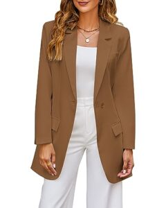 luvamia 2023 blazers for women business casual outfits fashion dressy long suit jacket office belted blazer dress work womens blazers for work professional womans dresses amber brown size 12 size 14