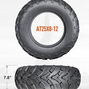 HALBERD 6PR ATV/UTV Tires, 25x8-12 All Terrain 15mm Tread Depth 25x8x12 Trail Sand Off-Road Tires, Set of 2 ATV Tires