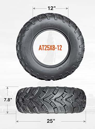 HALBERD 6PR ATV/UTV Tires, 25x8-12 All Terrain 15mm Tread Depth 25x8x12 Trail Sand Off-Road Tires, Set of 2 ATV Tires