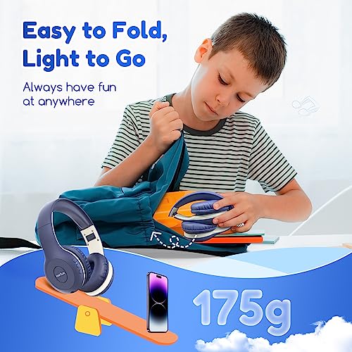 Kids Bluetooth Headphones, EarFun K2 Kids Headphones with Volume Limited, 40H Playtime, Bluetooth 5.0 Headphones with Mic, Stereo Sound, Foldable Over-Ear Headphones for Kids/School/Travel/iPad/Tablet