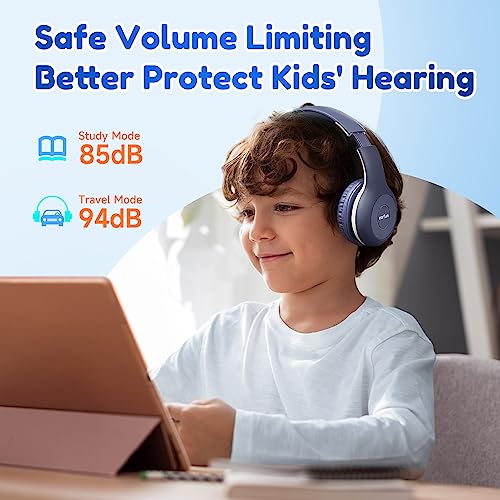 Kids Bluetooth Headphones, EarFun K2 Kids Headphones with Volume Limited, 40H Playtime, Bluetooth 5.0 Headphones with Mic, Stereo Sound, Foldable Over-Ear Headphones for Kids/School/Travel/iPad/Tablet