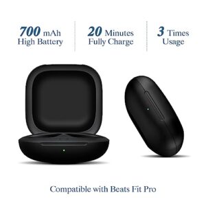 Wireless Charging Case Compatible for Beats Fit Pro, Portable Charger Case Replacement with Bluetooth Pairing Sync Button, 700mAh Built-in Battery (Not Included Earbuds) (Black)