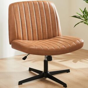 sweetcrispy office chair no wheels - armless desk chair no wheels cross legged office chair wide swivel home office desk chairs