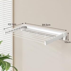 Nisorpa Invisible Wall Mounted Drying Rack Collapsible Wall Mounted Clothes Hanger Clothes Laundry Drying Rack Wall Mount Drying Racks for Laundry 7 Drying Rods (White)