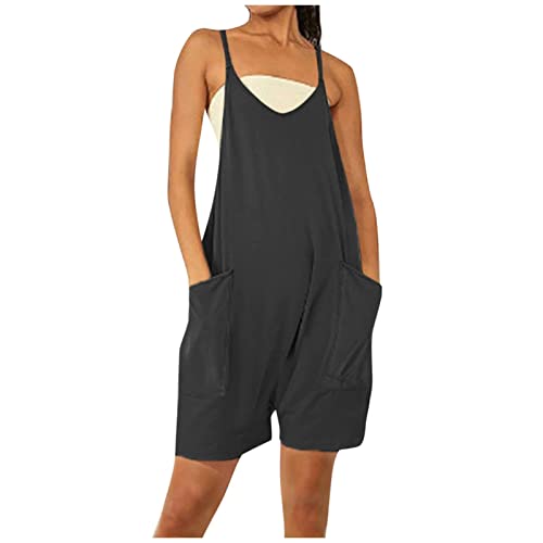 Women's Jumpsuits, Rompers & Overalls Wide Leg Jumpsuits Spaghetti Strap Sleeveless Loose Overalls Summer Casual Rompers Jumpers Onesies Dupes My Orders Overall Shorts for Women Loose Fit Black M