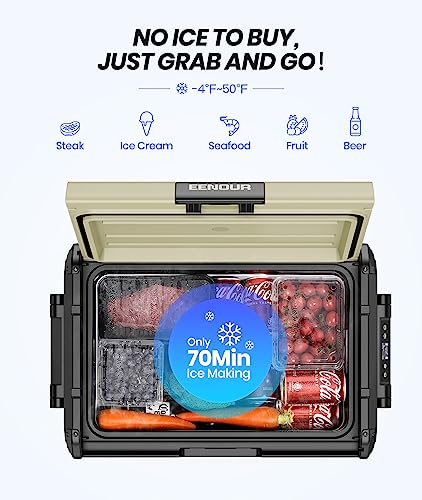 EENOUR 12 Volt Refrigerator Portable Freezer 37 Quart/35L Battery Powered Cooler Compressor Car Fridge 24W Super Energy Saving -4~50℉ 12/24V DC 110~240V AC Fast Cooling Perfect for RV Truck Van Camping Boat