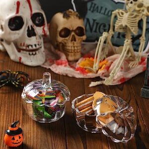 Tanlade Glass Pumpkin Candy Jar Halloween Candy Bowl Pumpkin Jars with Lids Pumpkin Jar with Cover Transparent Target Glass Candy Dish with Lid for Halloween Home Party Wedding Decor (8)