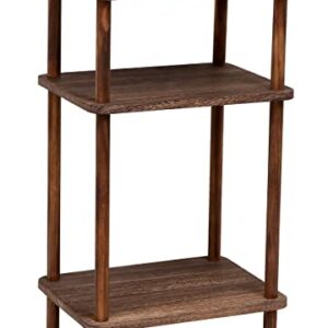 Kosmeey Set of 1 End Tables, Wooden 3-Tier Narrow Side Table, Rustic Brown Nightstand Sofa Side Table Used for Small Spaces, Living Room, Bedroom (Rustic Brown)