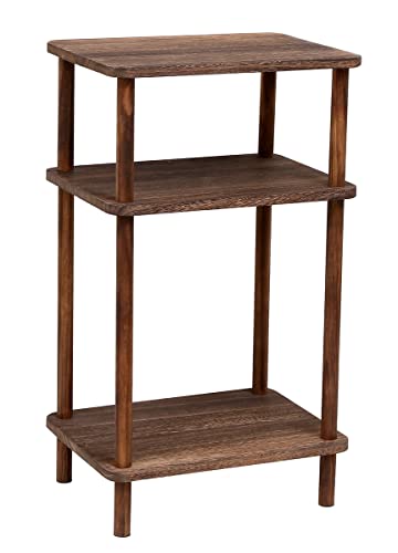 Kosmeey Set of 1 End Tables, Wooden 3-Tier Narrow Side Table, Rustic Brown Nightstand Sofa Side Table Used for Small Spaces, Living Room, Bedroom (Rustic Brown)