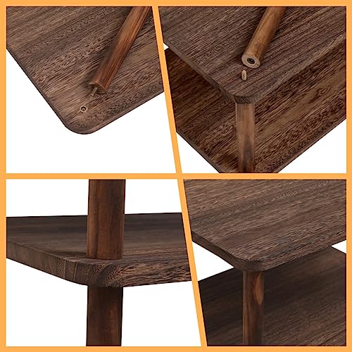 Kosmeey Set of 1 End Tables, Wooden 3-Tier Narrow Side Table, Rustic Brown Nightstand Sofa Side Table Used for Small Spaces, Living Room, Bedroom (Rustic Brown)