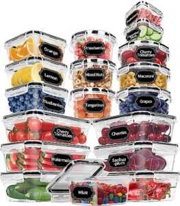 skroam 36 pack food storage containers with lids (18 airtight kitchen storage containers & 18 lids), plastic bpa-free meal prep container for pantry organizers and storage with free labels & marker