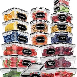 Skroam 36 Pack Food Storage Containers with lids (18 Airtight Kitchen Storage Containers & 18 Lids), Plastic BPA-Free Meal Prep Container for Pantry Organizers and Storage with Free Labels & Marker