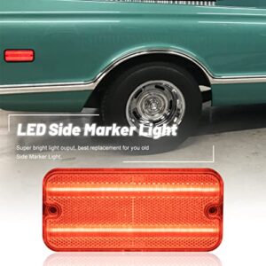 Amber/Red LED Side Marker Lights for Chevy P10 P20 P30 G10 G20 G30 Suburban K5 Blazer C/K Series C10 C20 C30 K10 K20 K30 Trucks Van Clear Lens Front Rear Left Right LED Fender Markers Signal Lamps