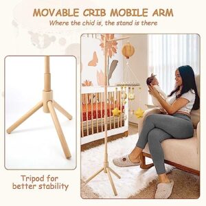 Floor Standing Mobile Arm for Crib with Music Box, Crib Mobile Motor - Volume Control, 9 Lullabies, 57.8 Inch Baby Crib Mobile Arm - 100% Beech Wood, Anti-Dumping - Baby Mobile Stand for DIY Mobile