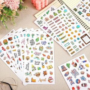 Perkoop 30 Sheets 1500+ Pieces Monthly Planner Stickers Vintage Seasonal Sticker Pack Holiday Calendar Stickers Planner Accessories Daily Journal Stickers for Journaling Scrapbook Budget, 15 Styles