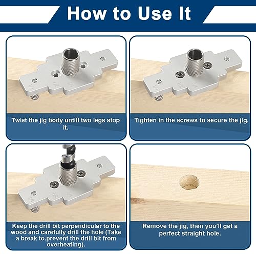 Floating Shelf Bracket Dowel Jig Kit with 1/2" x 9" Drill Bit, Self Centering Straight Hole Drill Guide for Installing Floating Shelf Hidden Bracket 1/2" X 6", 1/2" X 8"