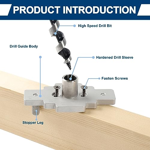 Floating Shelf Bracket Dowel Jig Kit with 1/2" x 9" Drill Bit, Self Centering Straight Hole Drill Guide for Installing Floating Shelf Hidden Bracket 1/2" X 6", 1/2" X 8"