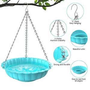 Fnydvis Hanging Bird Bath, Birdbath Bowl Hanging Bird Feeder Tray for Outdoor Garden, Patio, Backyard, Large Capacity, Gift for Bird Lovers (Blue)