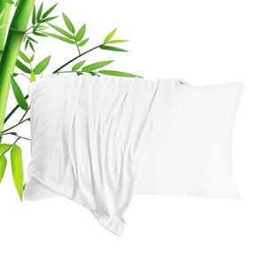 warmstar 600 thread count cooling pillow cases standard size set of 2,rayon derived from bamboo cooling pillow cases for hot sleepers,soft silky breathable envelope pillowcases,white,20x26 inches
