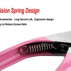 Kiseki Pink Nail Clippers Acrylic UV False Nails Repair Scissors Tool Nail Edge Cutter Clipper Manicure Tool for Fingernail Art Salon Manicure Tip