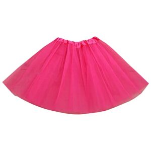 ikevan unisex baby running short pant girl princess skirt three layer mesh yarn panton halway skirt (hot pink, 2-8years)