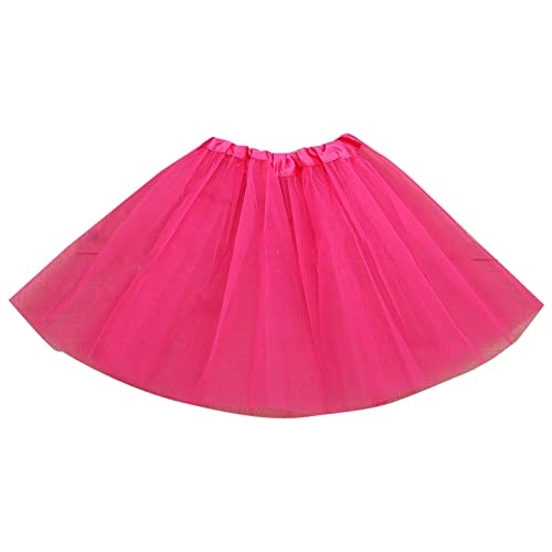 Ikevan Unisex Baby Running Short Pant Girl Princess Skirt Three Layer Mesh Yarn Panton Halway Skirt (Hot Pink, 2-8Years)