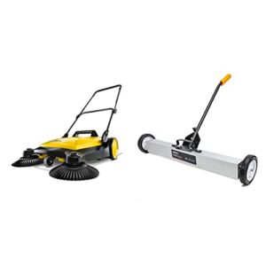karcher s 4 twin walk-behind outdoor hand push floor sweeper & neiko 53418a 36-inch magnetic pickup sweeper with wheels, adjustable handle, and floor magnet